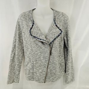 Matilda Jane Women's Size XL Gray Sunday Drive Moto Jacket Medium Knit Weight